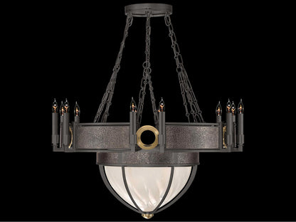 Fine Art Handcrafted Lighting Mirage 15-Light Candelabra Chandelier in Midnight Steel