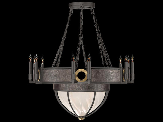Fine Art Handcrafted Lighting Mirage 15-Light Candelabra Chandelier in Midnight Steel