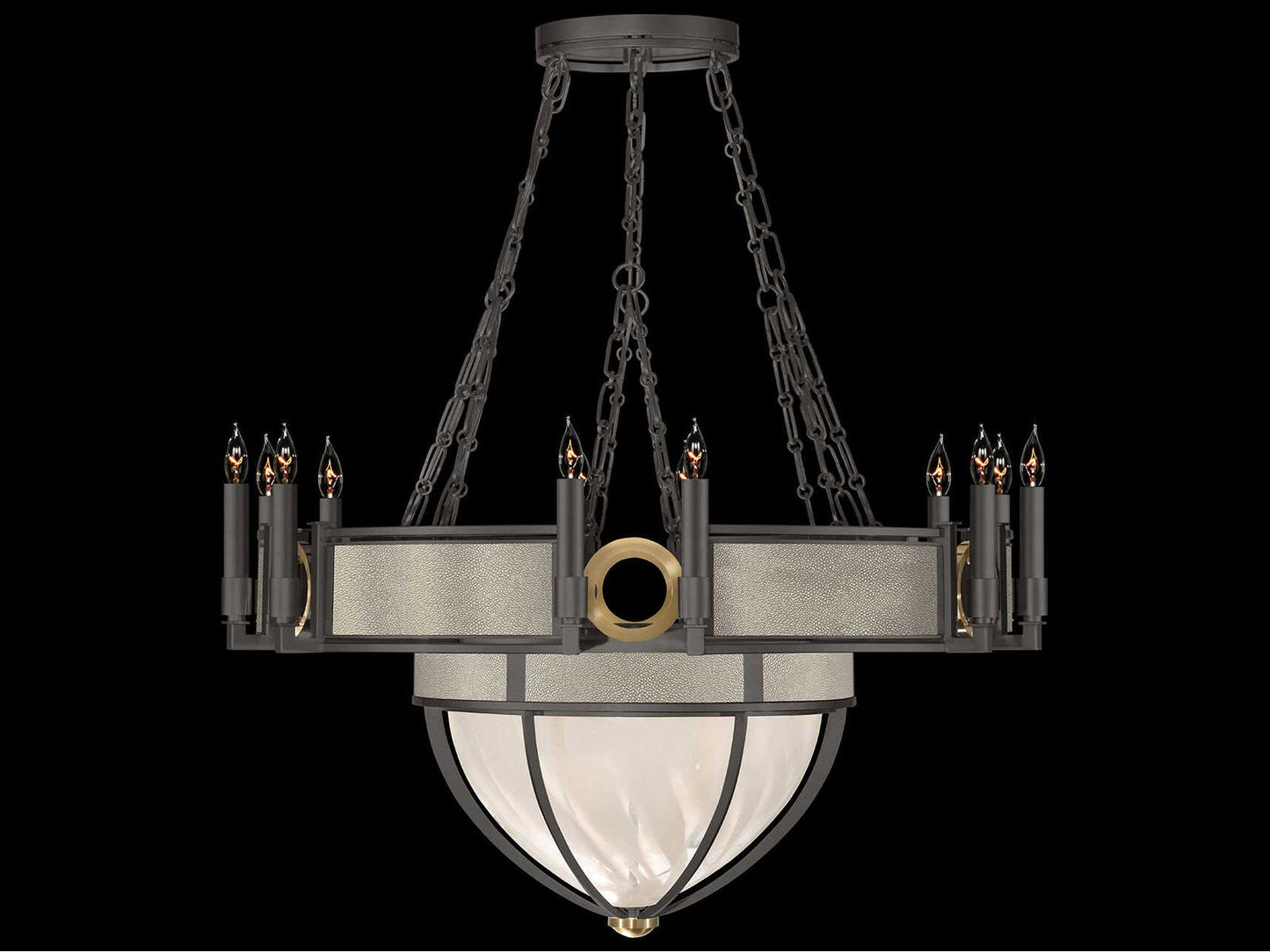 Fine Art Handcrafted Lighting Mirage 15-Light Candelabra Chandelier in Midnight Steel