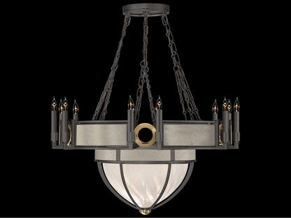 Fine Art Handcrafted Lighting Mirage 15-Light Candelabra Chandelier in Midnight Steel