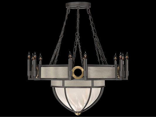 Fine Art Handcrafted Lighting Mirage 15-Light Candelabra Chandelier in Midnight Steel