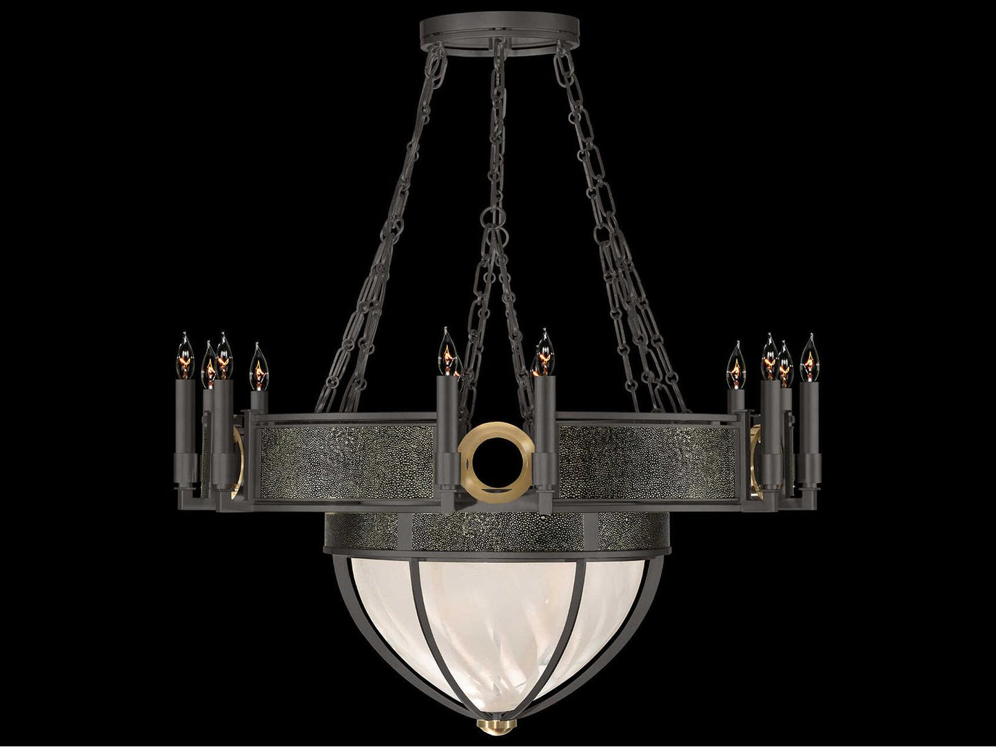 Fine Art Handcrafted Lighting Mirage 15-Light Candelabra Chandelier in Midnight Steel