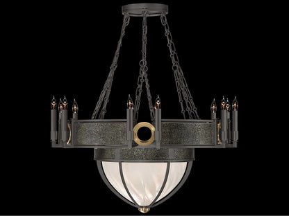 Fine Art Handcrafted Lighting Mirage 15-Light Candelabra Chandelier in Midnight Steel