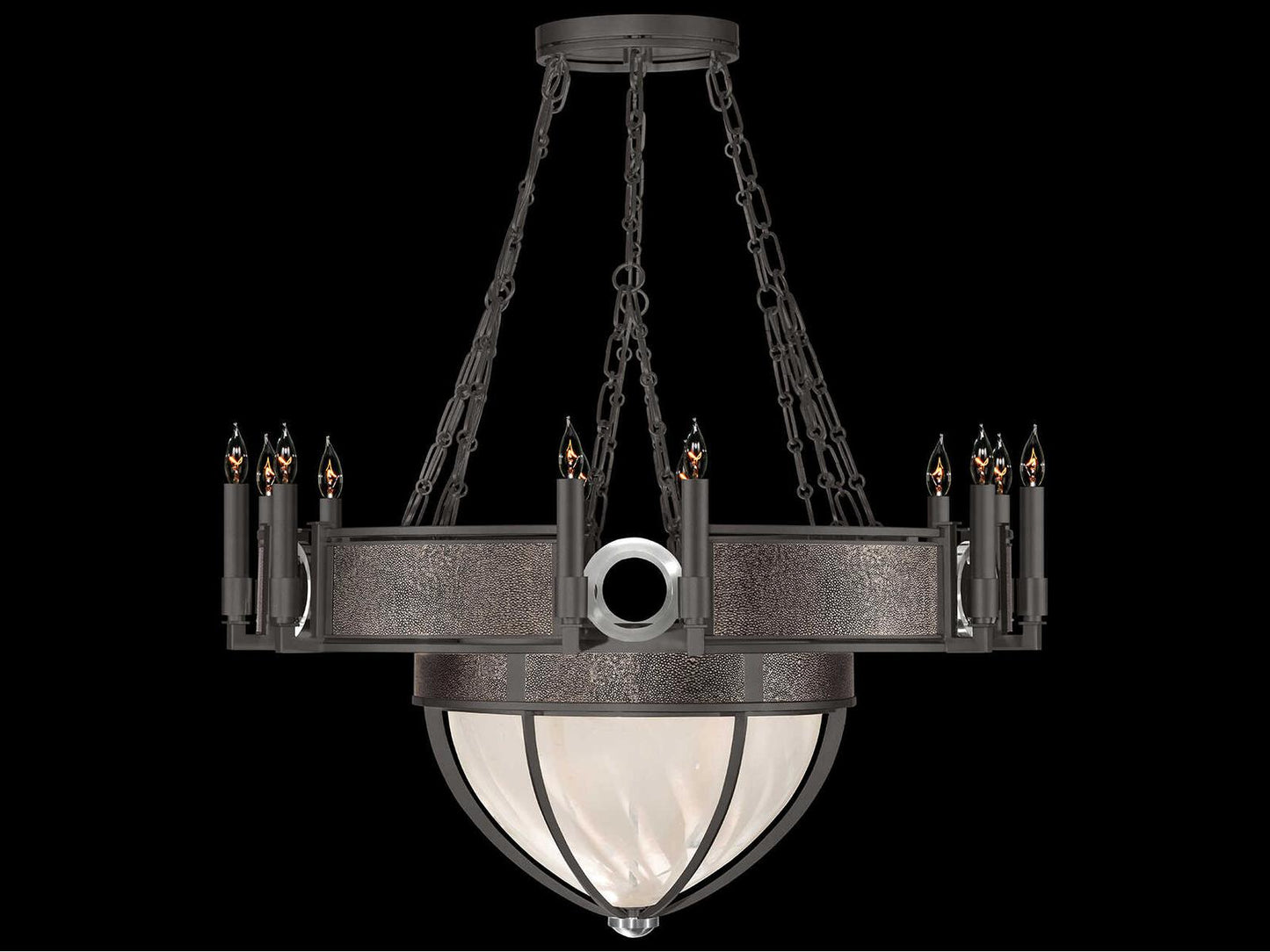 Fine Art Handcrafted Lighting Mirage 15-Light Candelabra Chandelier in Midnight Steel