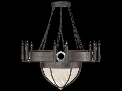 Fine Art Handcrafted Lighting Mirage 15-Light Candelabra Chandelier in Midnight Steel