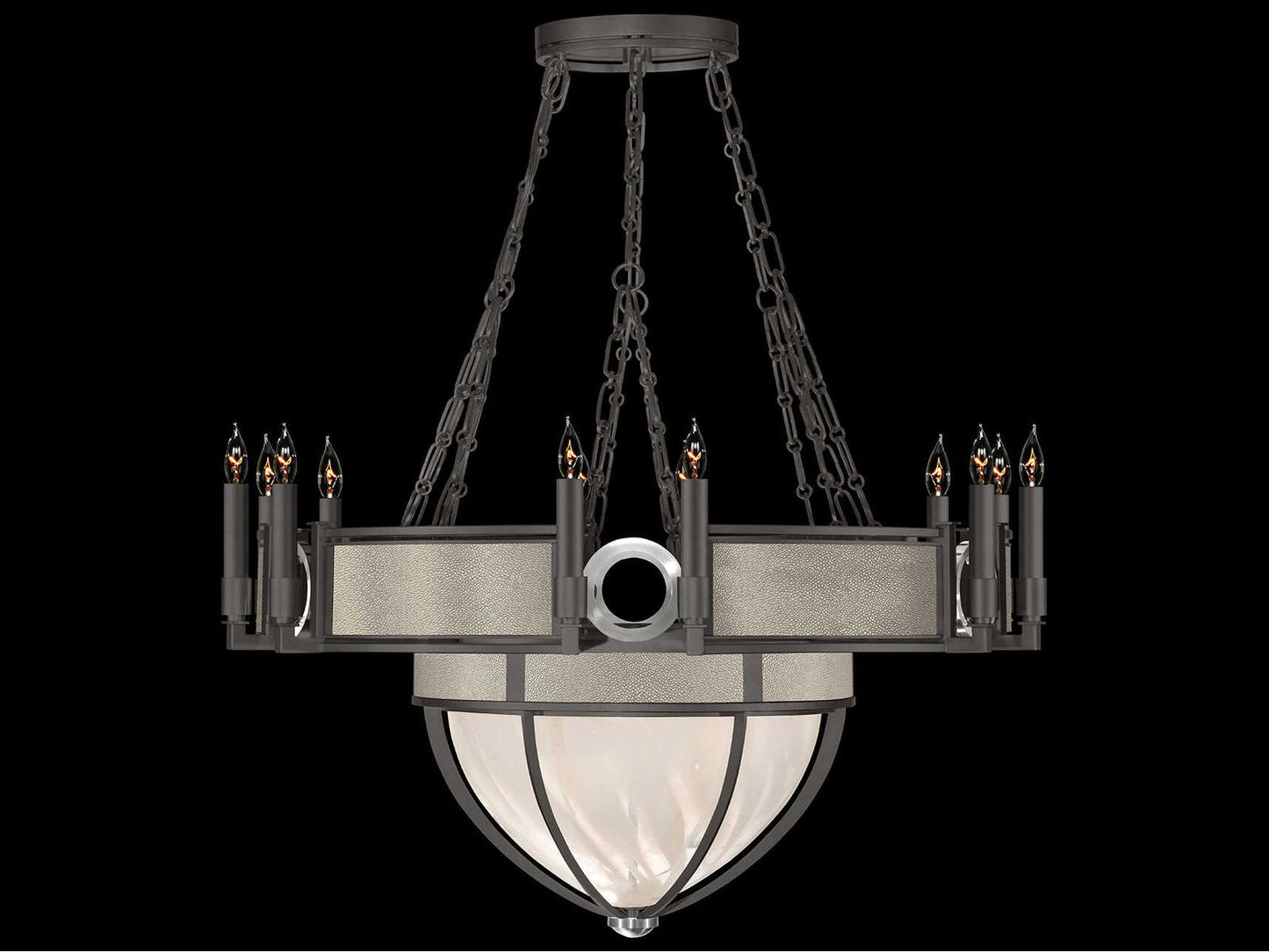 Fine Art Handcrafted Lighting Mirage 15-Light Candelabra Chandelier in Midnight Steel