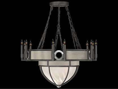 Fine Art Handcrafted Lighting Mirage 15-Light Candelabra Chandelier in Midnight Steel