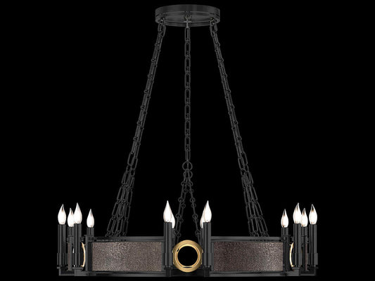 Fine Art Handcrafted Lighting Mirage 12-Light Black Iron Traditional Round Chandelier