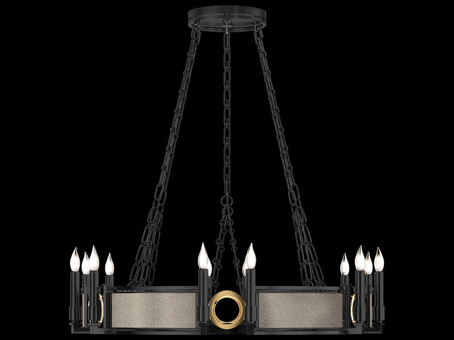 Fine Art Handcrafted Lighting Mirage 12-Light Black Iron Traditional Round Chandelier