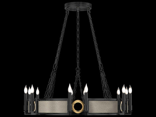 Fine Art Handcrafted Lighting Mirage 12-Light Black Iron Traditional Round Chandelier