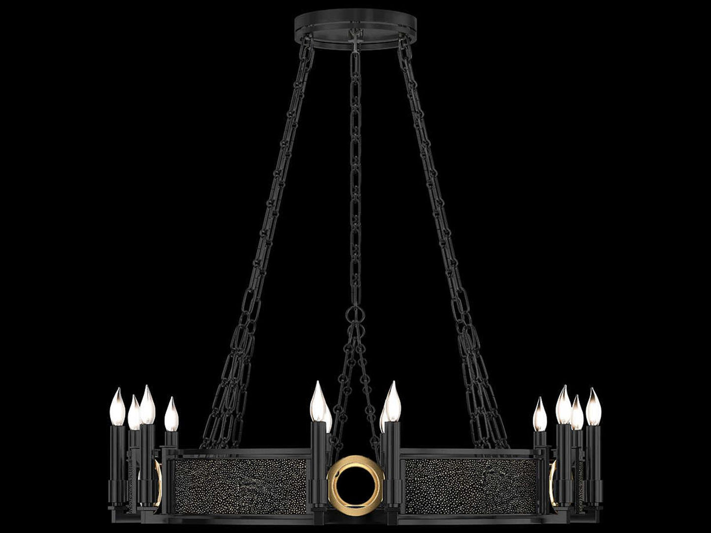 Fine Art Handcrafted Lighting Mirage 12-Light Black Iron Traditional Round Chandelier