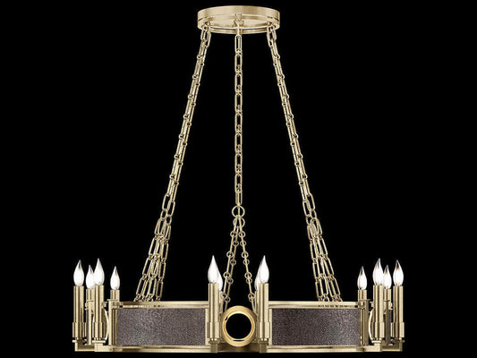Fine Art Handcrafted Lighting 12-Light Mirage Round Chandelier in Soft Gold Leaf