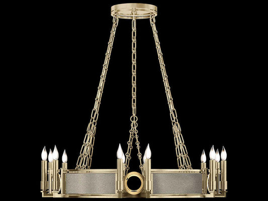 Fine Art Handcrafted Lighting 12-Light Mirage Round Chandelier in Soft Gold Leaf