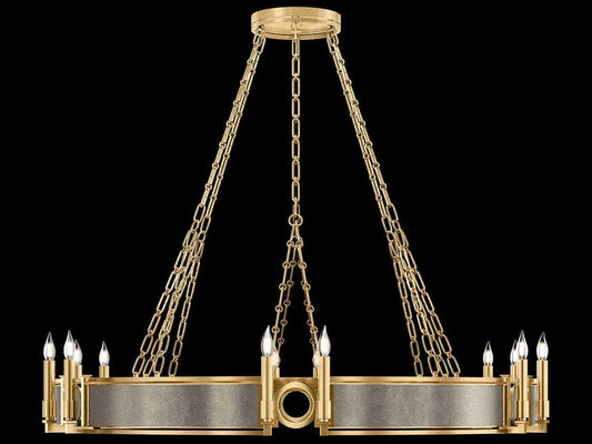 Fine Art Handcrafted Lighting Mirage 12-Light Gold Leaf Traditional Candelabra Chandelier