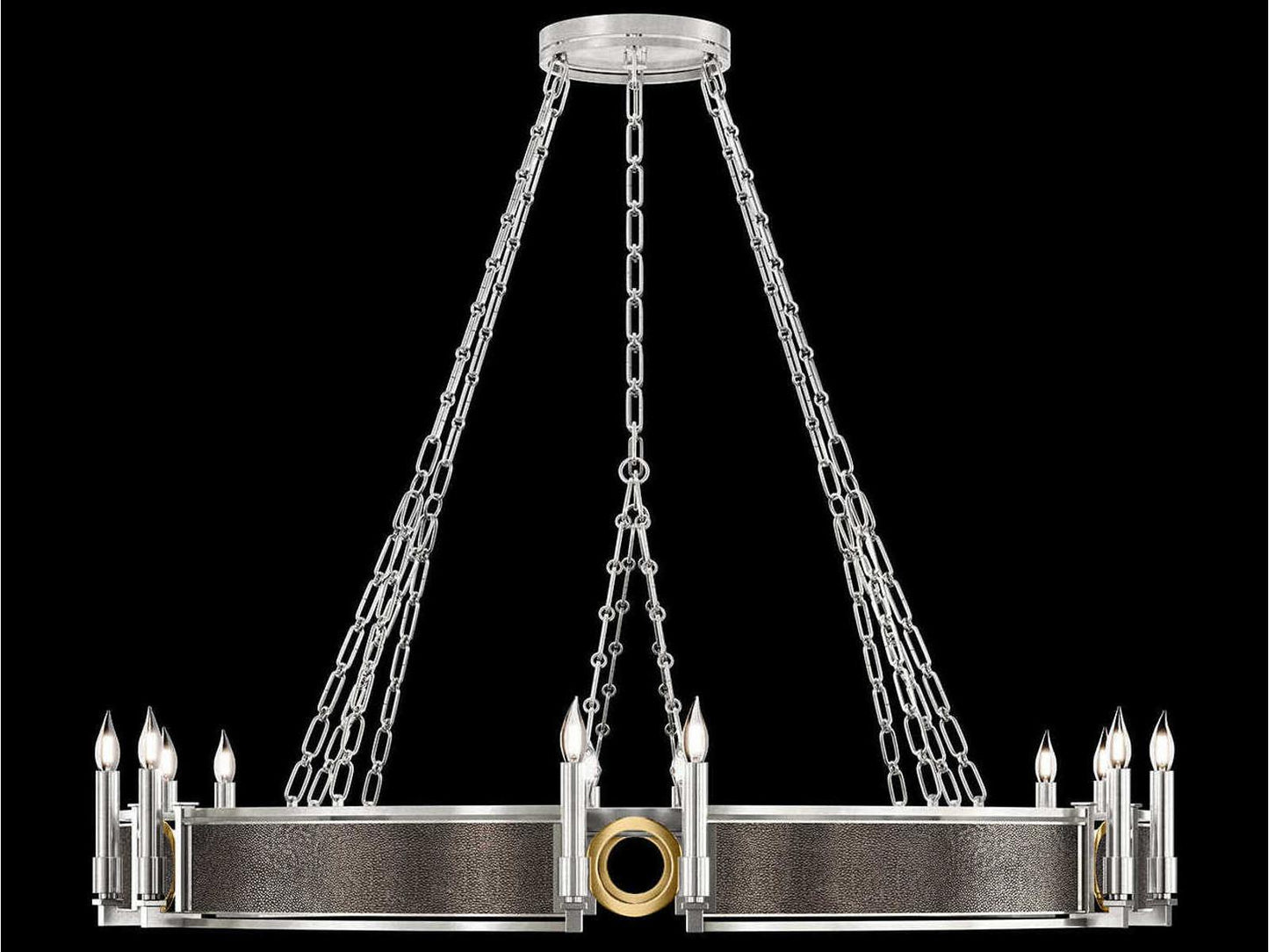 Fine Art Handcrafted Lighting Mirage 12-Light Silver Leaf Traditional Round Chandelier