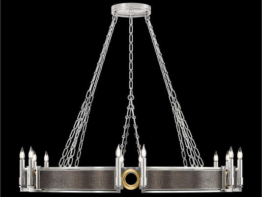 Fine Art Handcrafted Lighting Mirage 12-Light Silver Leaf Traditional Round Chandelier