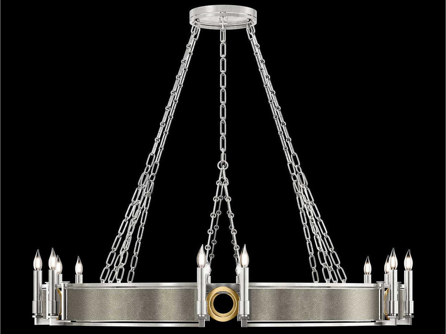 Fine Art Handcrafted Lighting Mirage 12-Light Silver Leaf Traditional Round Chandelier