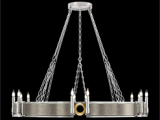 Fine Art Handcrafted Lighting Mirage 12-Light Silver Leaf Traditional Round Chandelier