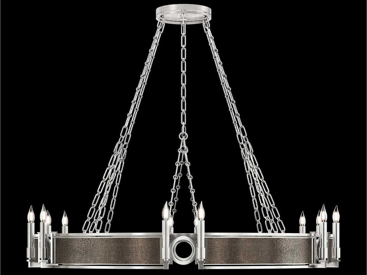 Fine Art Handcrafted Lighting Mirage 12-Light Silver Leaf Traditional Round Chandelier