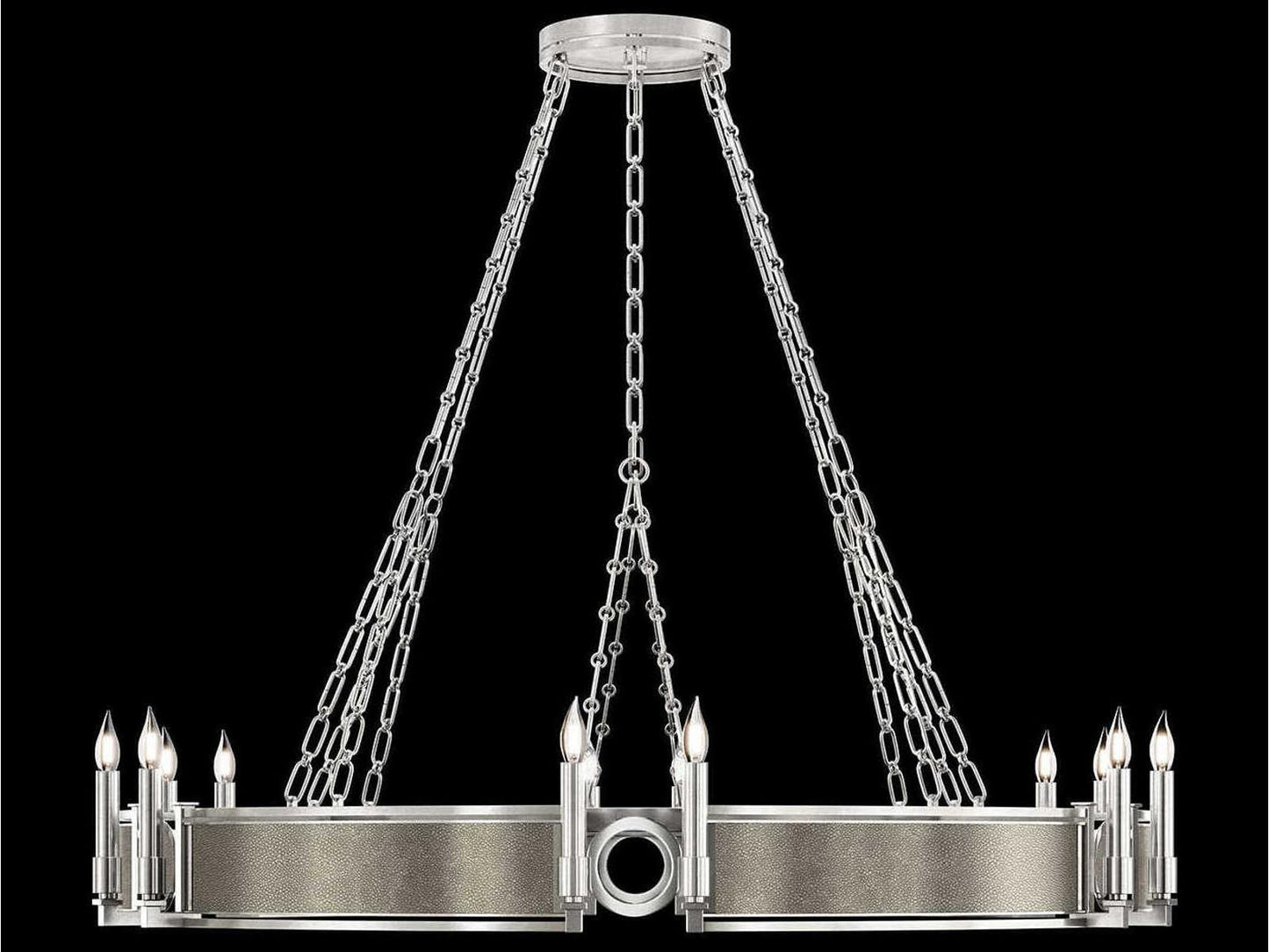 Fine Art Handcrafted Lighting Mirage 12-Light Silver Leaf Traditional Round Chandelier
