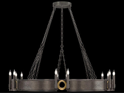 Fine Art Handcrafted Lighting Mirage 12-Light Midnight Steel Traditional Candelabra Round Chandelier
