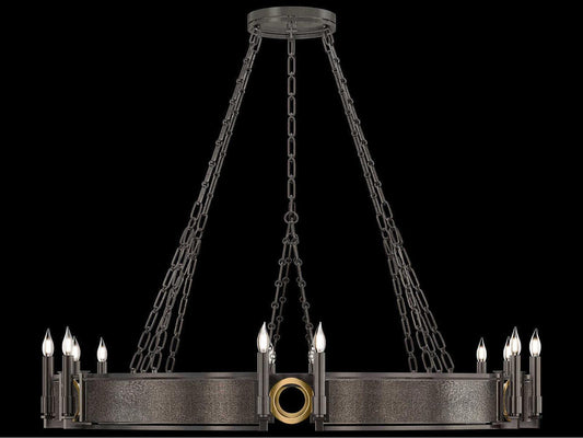 Fine Art Handcrafted Lighting Mirage 12-Light Midnight Steel Traditional Candelabra Round Chandelier