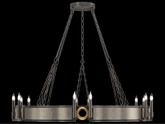 Fine Art Handcrafted Lighting Mirage 12-Light Midnight Steel Traditional Candelabra Round Chandelier