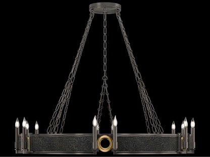 Fine Art Handcrafted Lighting Mirage 12-Light Midnight Steel Traditional Candelabra Round Chandelier