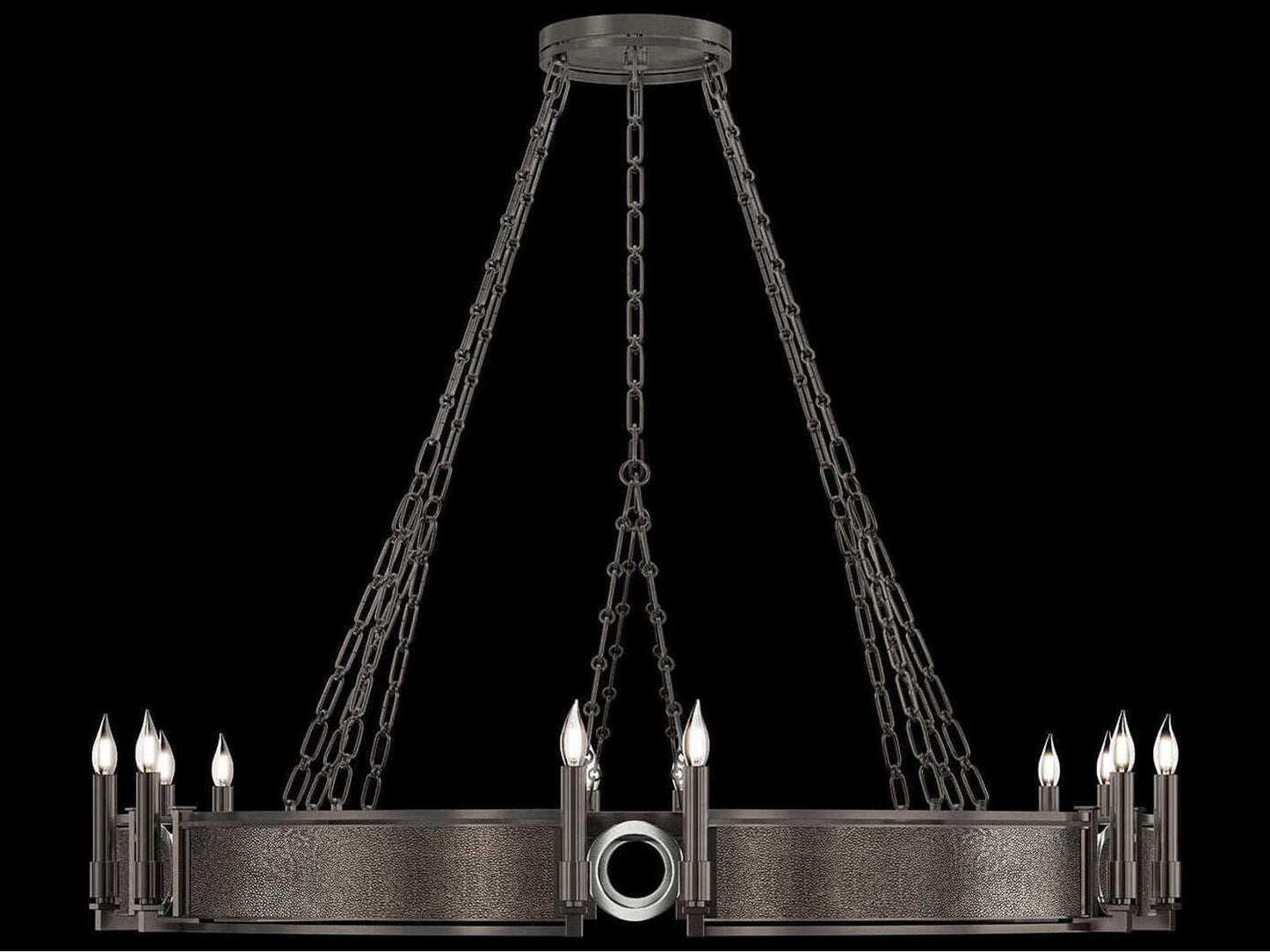 Fine Art Handcrafted Lighting Mirage 12-Light Midnight Steel Traditional Candelabra Round Chandelier