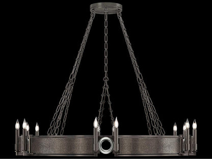 Fine Art Handcrafted Lighting Mirage 12-Light Midnight Steel Traditional Candelabra Round Chandelier