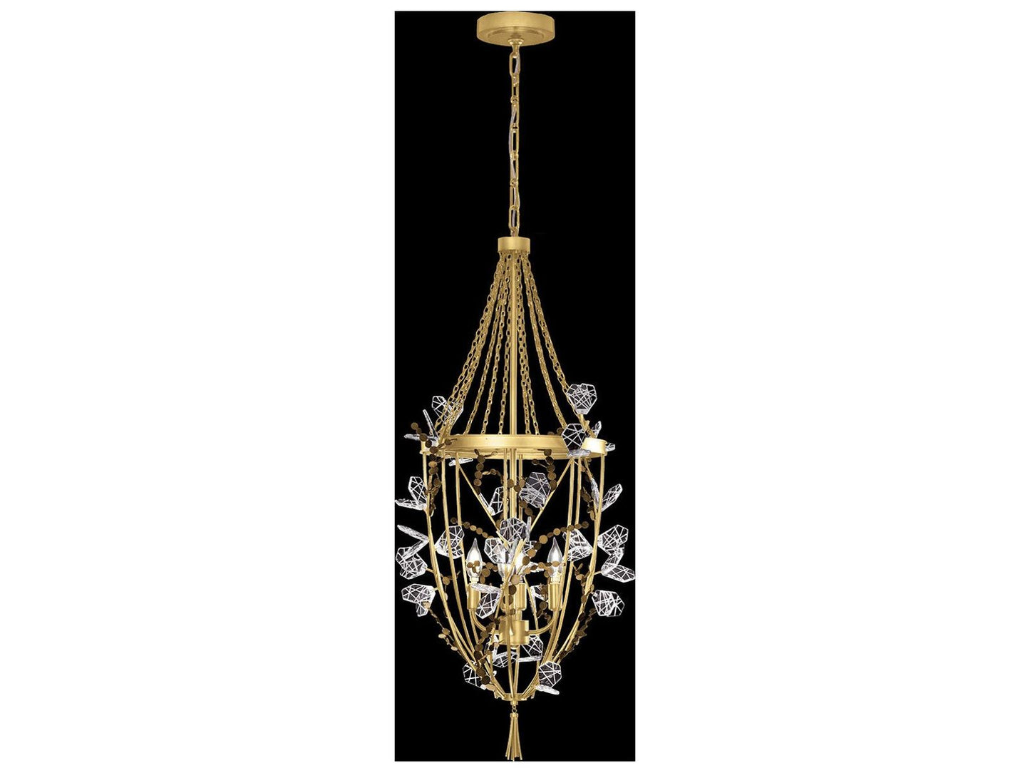 Fine Art Handcrafted Lighting Volare 4-Lights Gold Lantern Chandelier