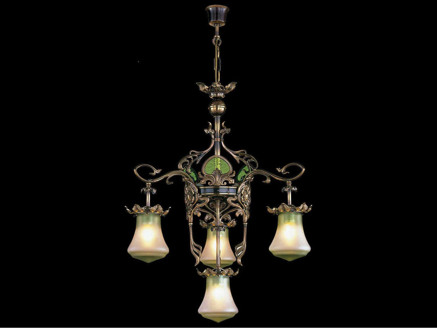 Fine Art Handcrafted Lighting Mariner Luxury 4-Light Nouveau Bronze Traditional Chandelier