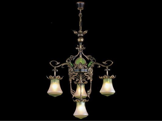 Fine Art Handcrafted Lighting Mariner Luxury 4-Light Nouveau Bronze Traditional Chandelier