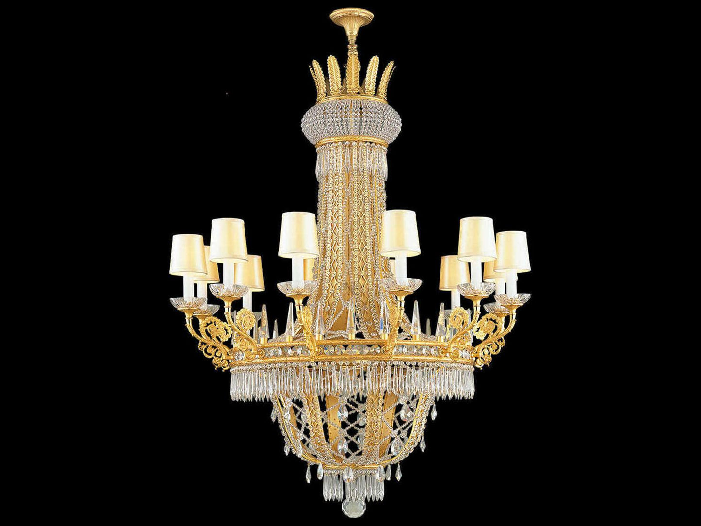 Fine Art Handcrafted Lighting Mariner 12-Light Candelabra Chandelier in Antique Gold Plated