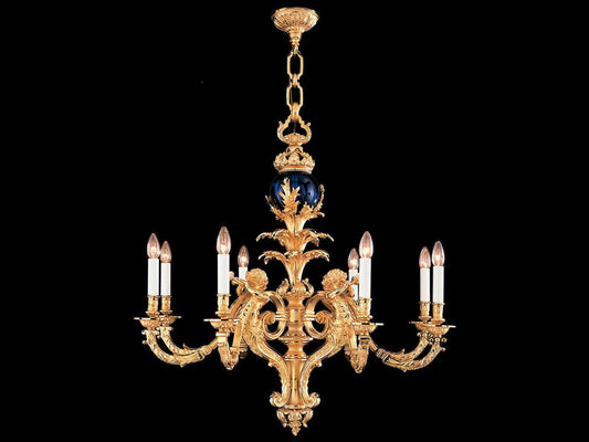 Fine Art Handcrafted Lighting Mariner Luxury 8-Light LED Candelabra Chandelier in Antique Gold Plated