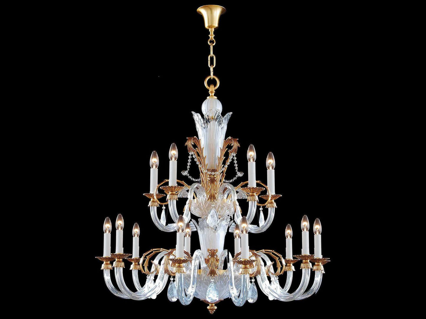 Fine Art Handcrafted Lighting 15-Light Mariner Luxury Chandelier in French Gold and White