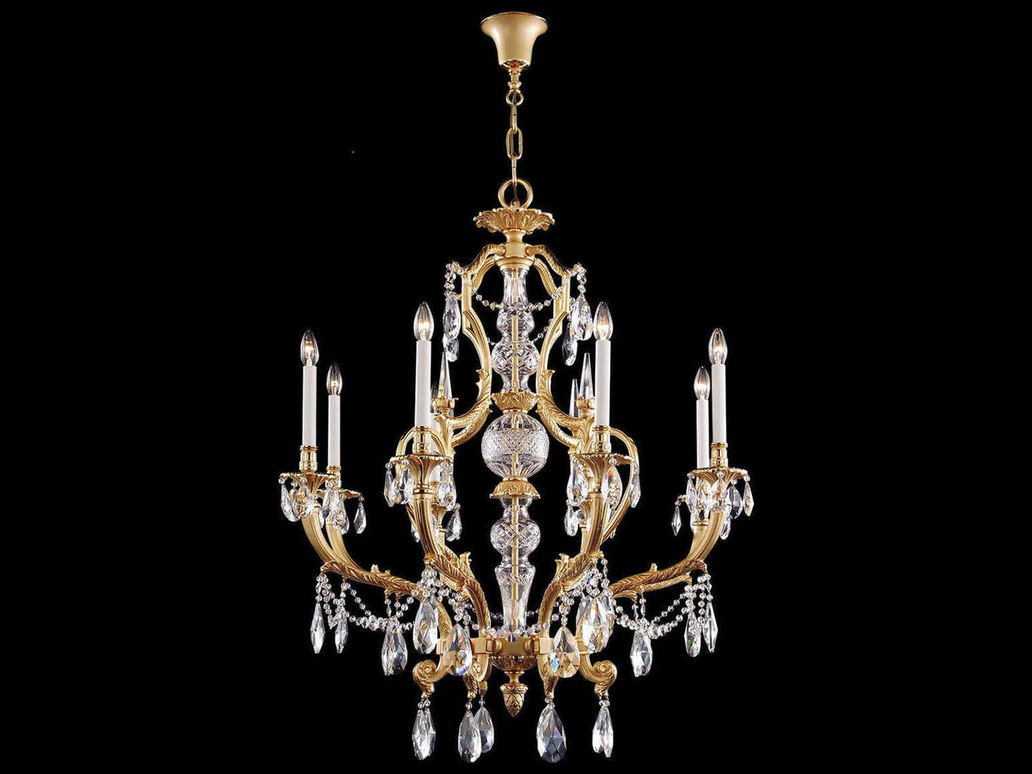 Fine Art Handcrafted Lighting Mariner Luxury 8-Light Traditional Candelabra Chandelier Antique Gold Plated