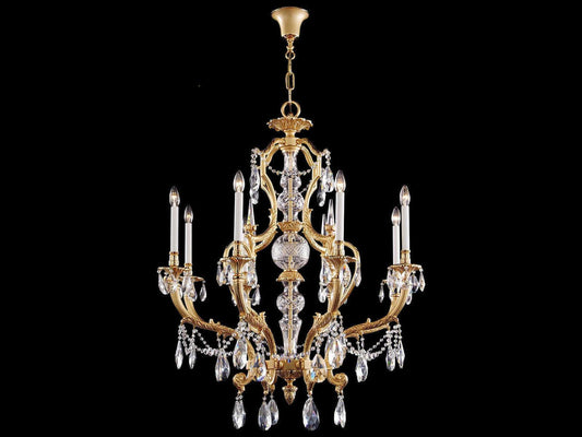 Fine Art Handcrafted Lighting Mariner Luxury 8-Light Traditional Candelabra Chandelier Antique Gold Plated