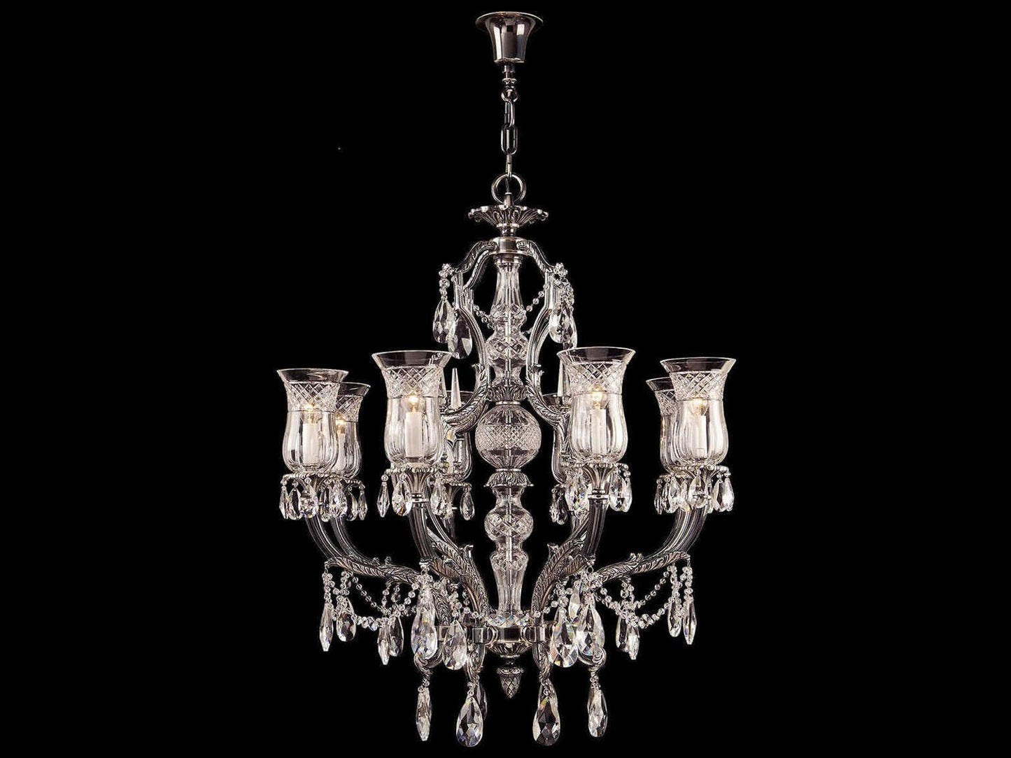 Fine Art Handcrafted Lighting Mariner Luxury 8-Light Old Silver Traditional LED Chandelier