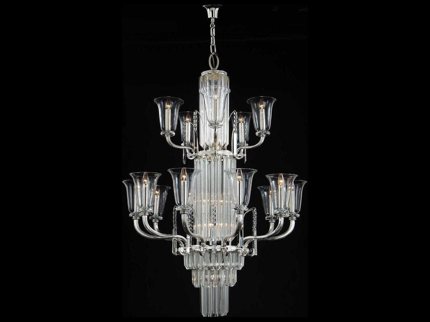 Fine Art Handcrafted Lighting 26-Light Mariner Luxury Chandelier in Polished Silver