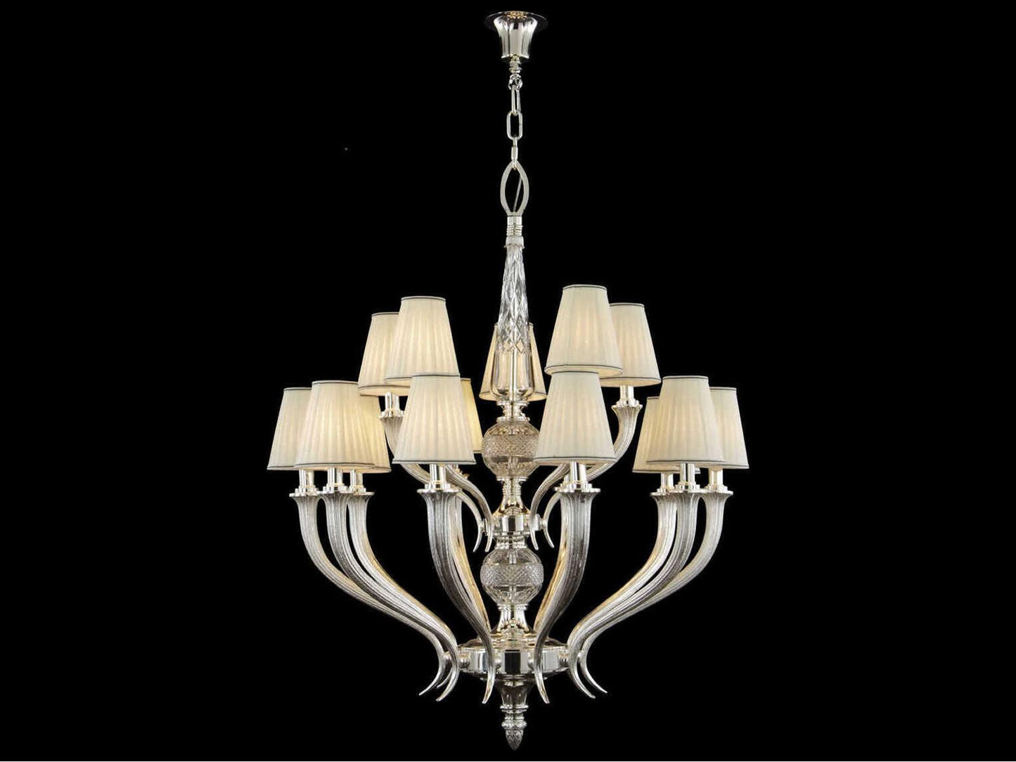 Fine Art Handcrafted Lighting 15-Light Mariner Luxury Chandelier in Antique Silver Plated