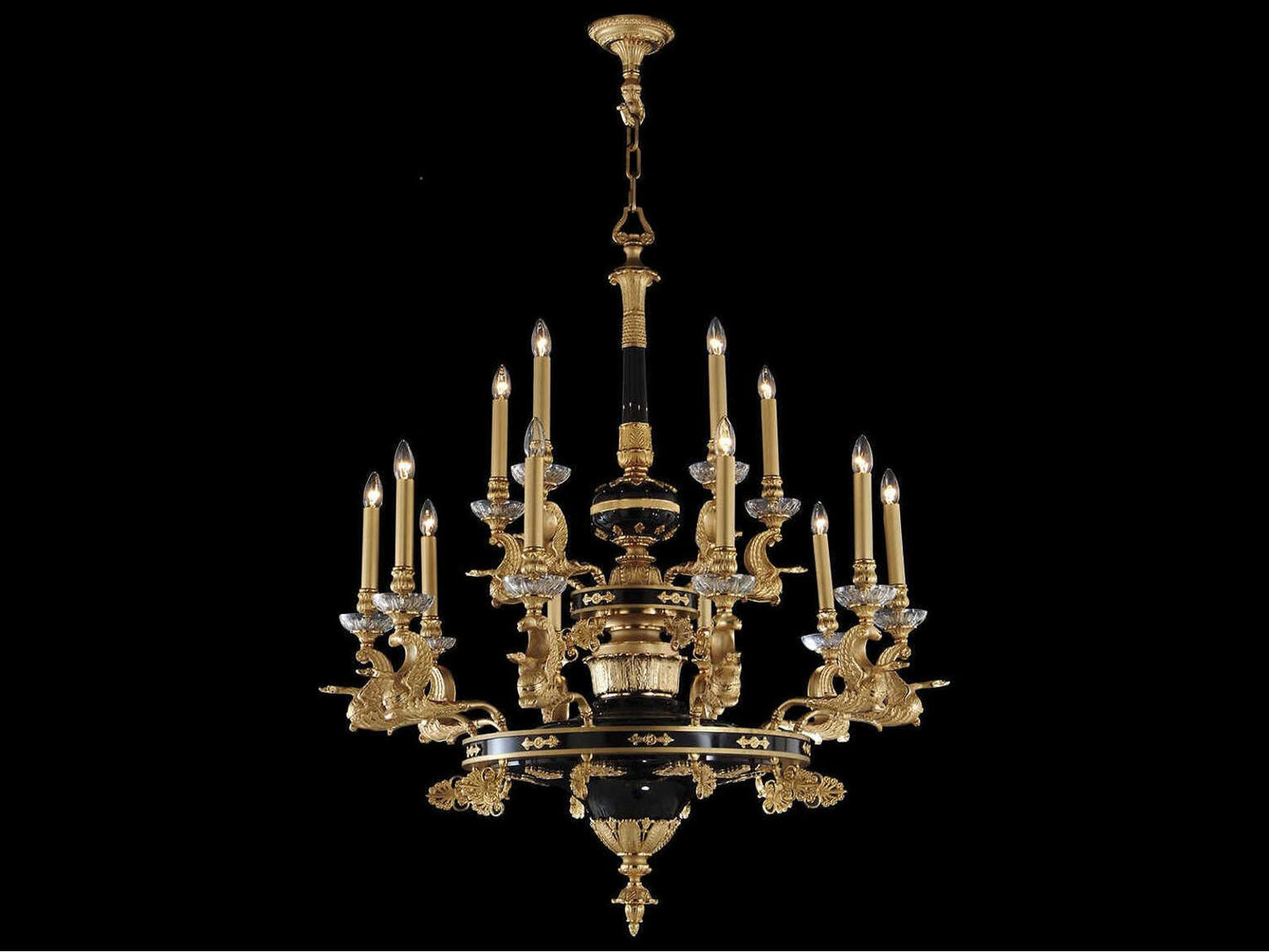 Fine Art Handcrafted Lighting 15-Light Mariner Luxury Candelabra Chandelier in French Gold