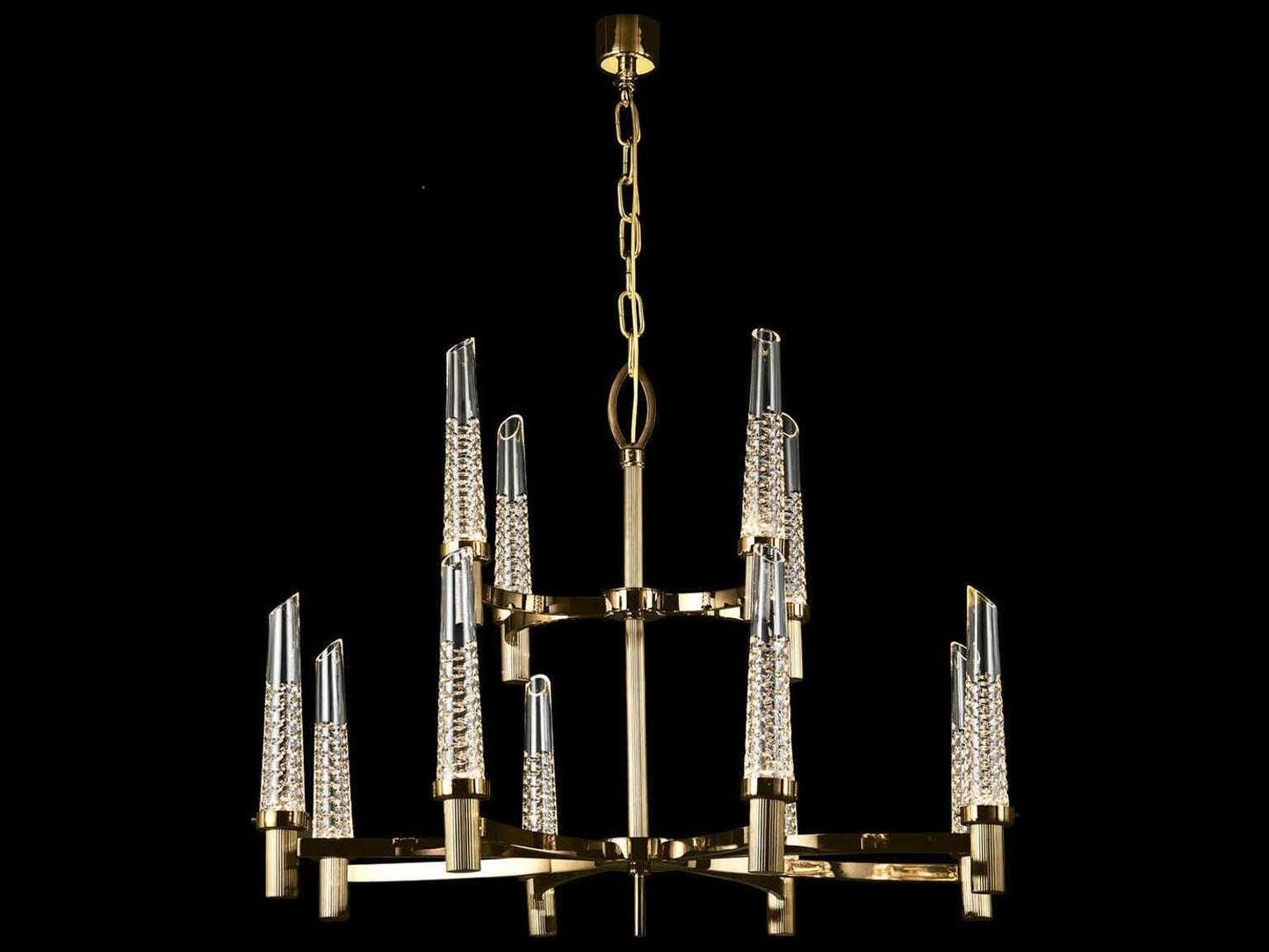 Fine Art Handcrafted Lighting 12-Light Mariner Luxury Tiered Chandelier in Polished Brass