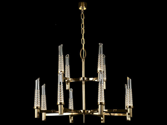 Fine Art Handcrafted Lighting 12-Light Mariner Luxury Tiered Chandelier in Polished Brass