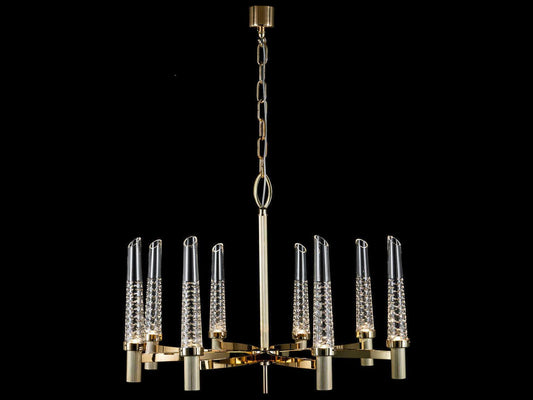 Fine Art Handcrafted Lighting Mariner Luxury 8-Light LED Chandelier in Polished Brass