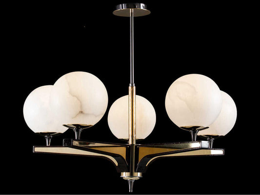 Fine Art Handcrafted Lighting Mariner 5-Light Polished Brass Fume Globe Chandelier