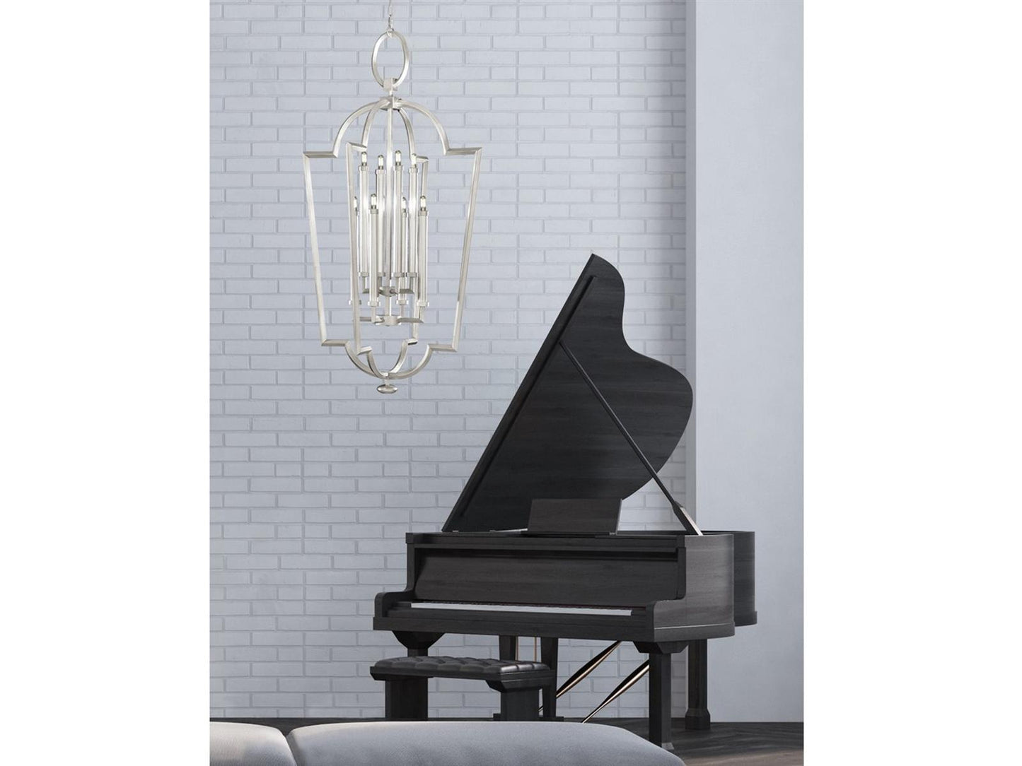 Fine Art Handcrafted Lighting Allegretto 8-Light Silver Leaf Candelabra Tiered Chandelier