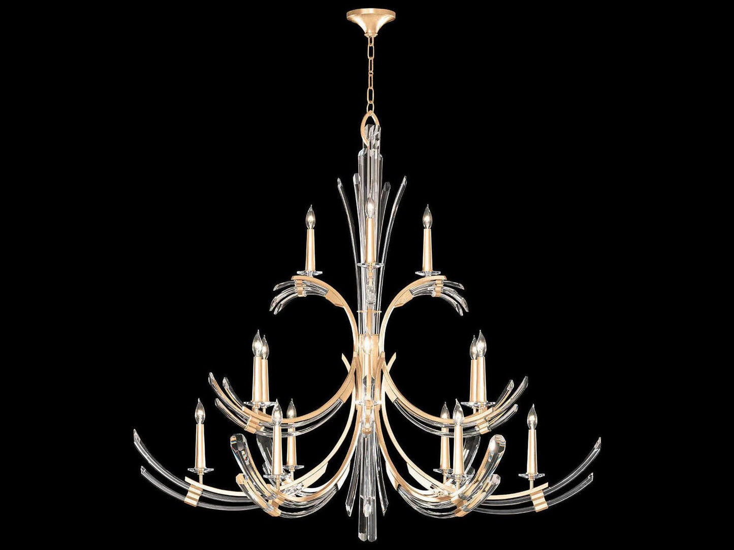 Fine Art Handcrafted Lighting Trevi 15-Light Candelabra Chandelier with Hand-Carved Crystals