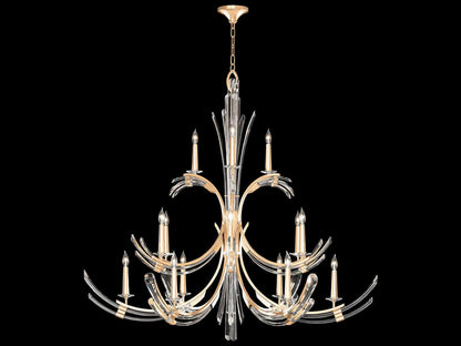 Fine Art Handcrafted Lighting Trevi 15-Light Candelabra Chandelier with Hand-Carved Crystals