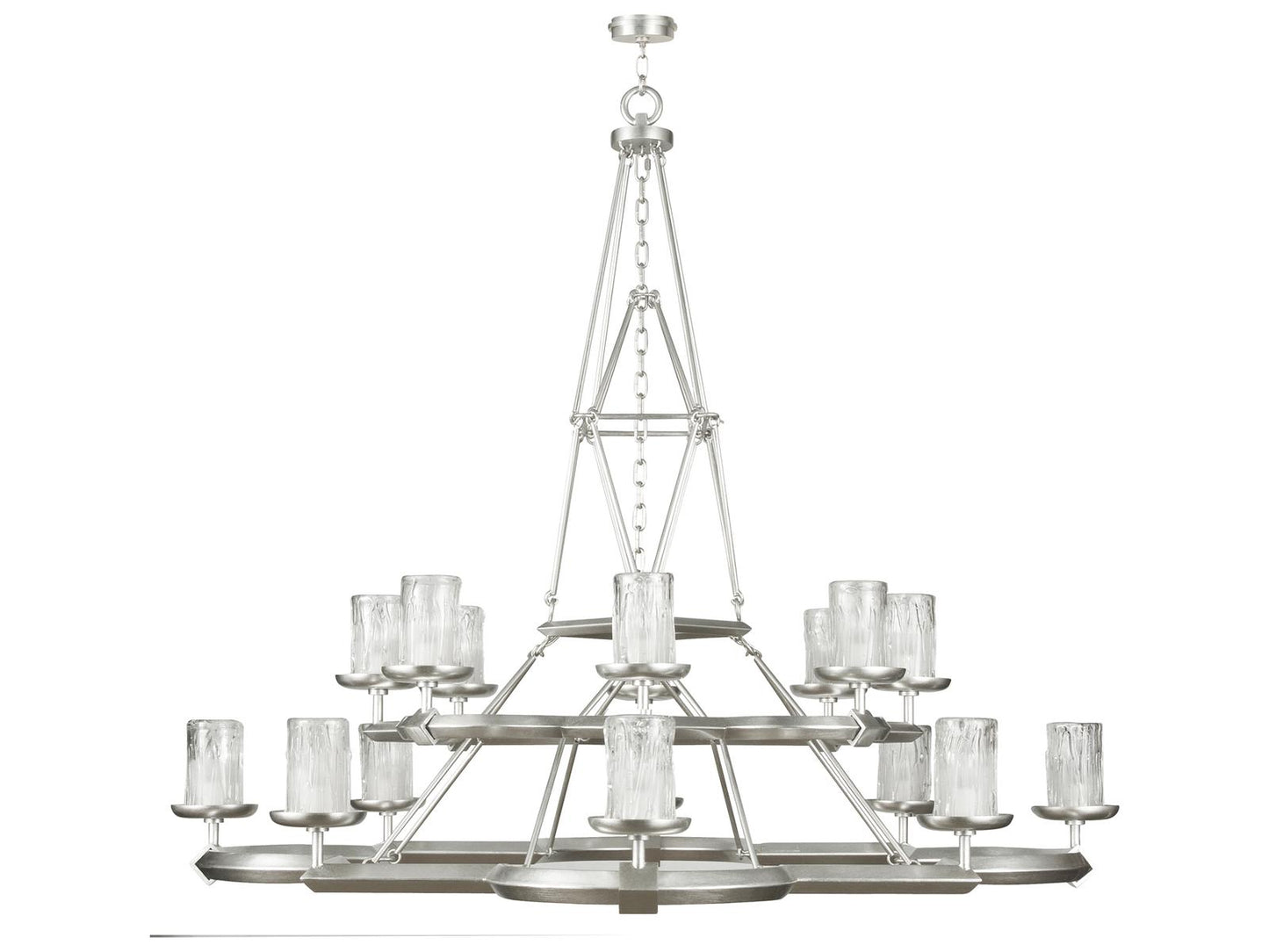 Fine Art Handcrafted Lighting 16-Light Liaison Silver Candelabra Cylinder Tiered Chandelier